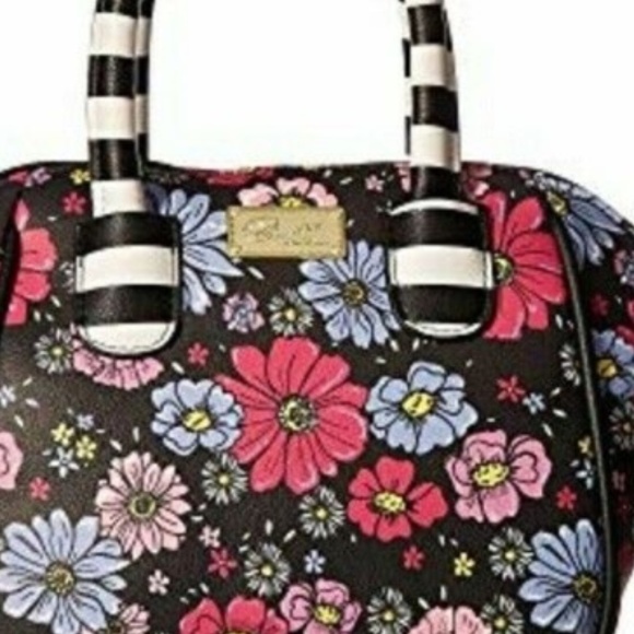 Betsey Johnson FLOWER STRIPED MINI SATCHEL - Picture 6 of 6